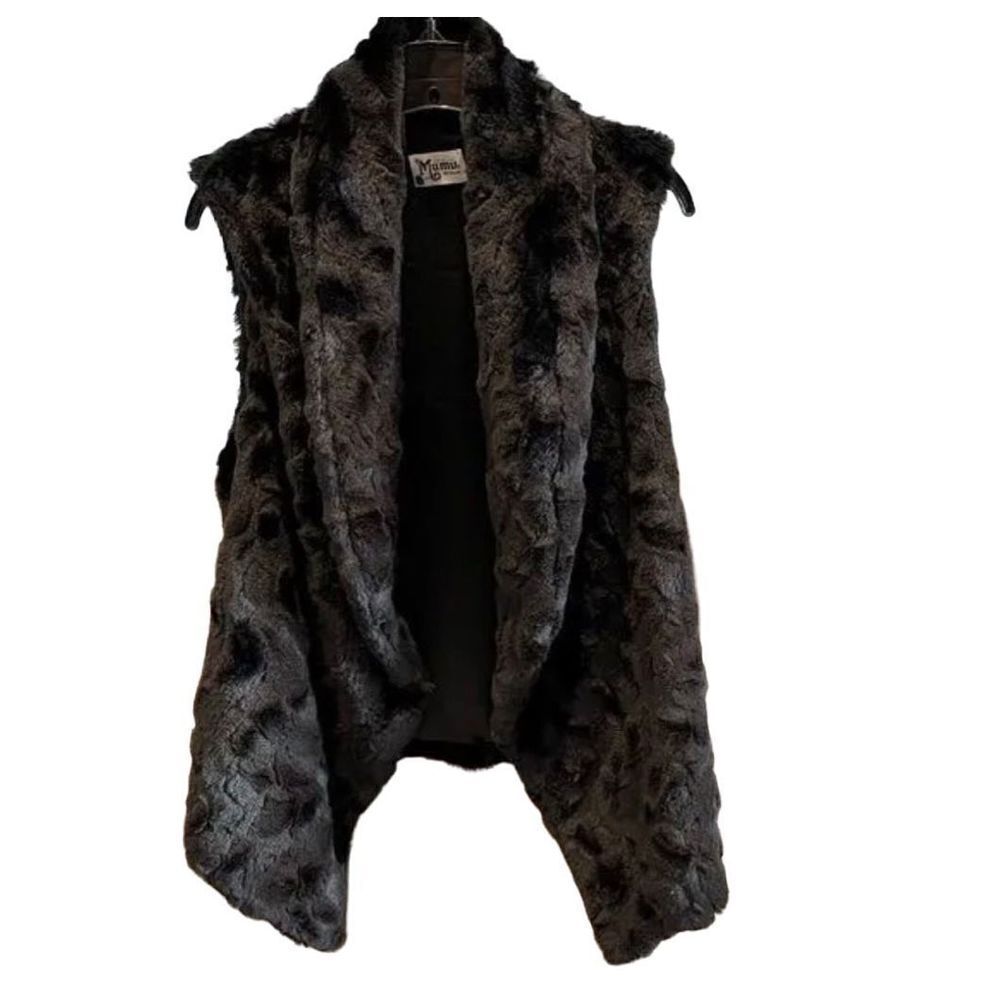 Show Me Your MuMu Fausta Faux Fur Vest Women’s small  Black Textured Side Pocket